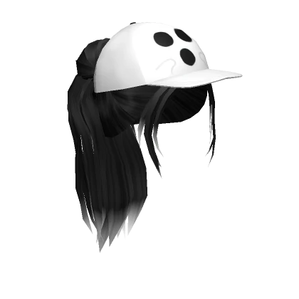 Black Ponytail with Ghost Baseball Cap