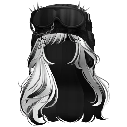 White and Black Lush Waves w/ Y2K Ushanka Goggles