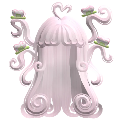 ♡ soft pink cute swirly hair with butterflies