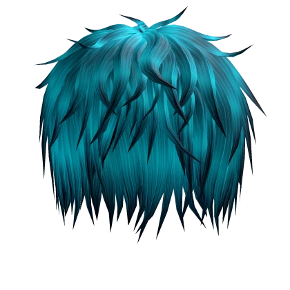 Cyan Messy Fluffy Wavy Hair
