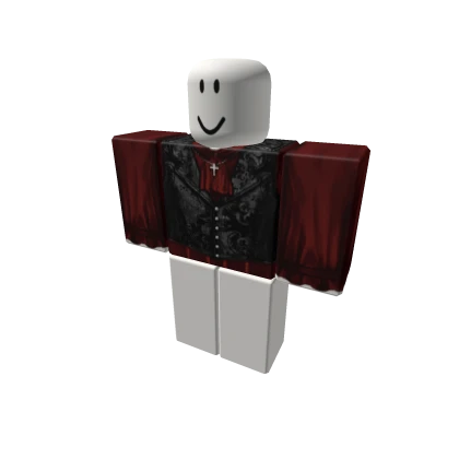 Victorian Gothic Vampire Red Shirt Black Vest