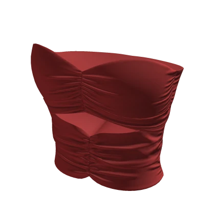 Trendy Red Double Ruched Crop Top