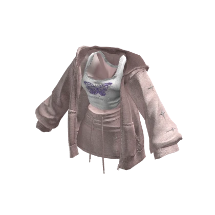 ♥Cozy Overfit Hoodie Skirt setup Pink♥