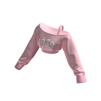 1989 Print Pink Cropped Off Shoulder Shirt