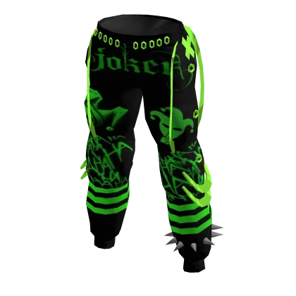 Clown pants Y2K joker jester green,