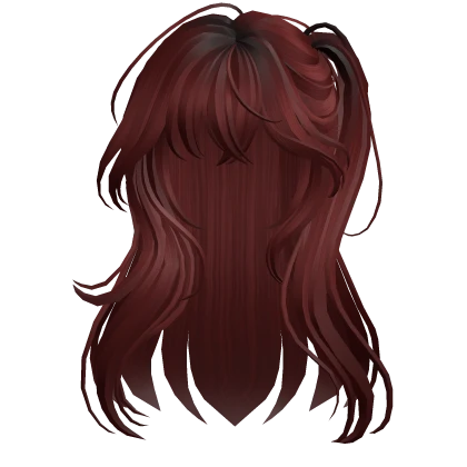 Dark Red Anime Girl Hairstyle w/ Side Ponytail