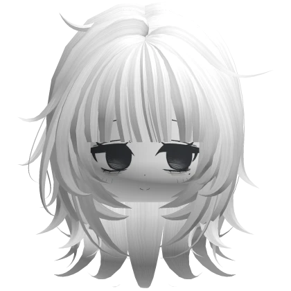 Messy layered Wolfcut Hair w Side Eyes Face White