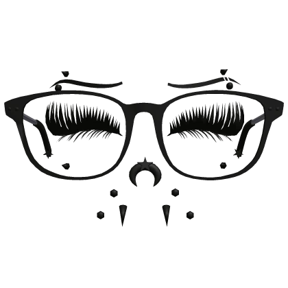 Black Glasses W Lashes + star Piercing