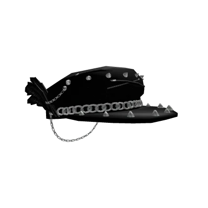 vkei spiked leather cap with chain and feathers