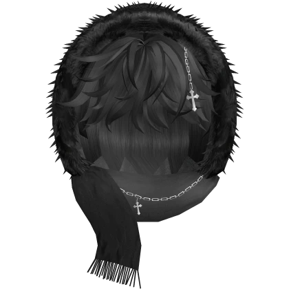 Messy Hair w Hood Headscarf (Black)