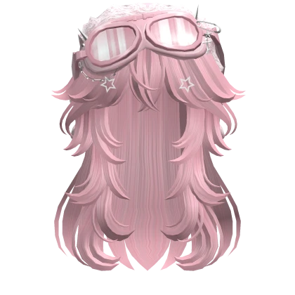 Pink Long Straight Hair w/ Y2K Goggles Ushanka