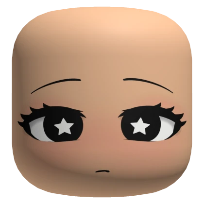 Cute Chibi Face Black Eyes With Stars - Light