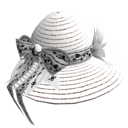 White Wide Brim Elegant Lady Sun Hat + flower