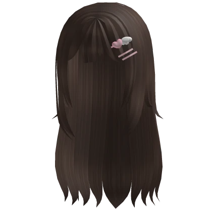 ♡ cutecore flowy hair heart hairclips dark brown
