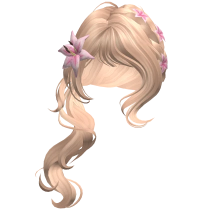 ♡ igari blonde summer ponytail with pink flower