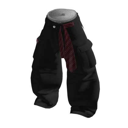 💗Y2K OVERSIZED ASYMMETRIC CARGO PANTS_BLACK