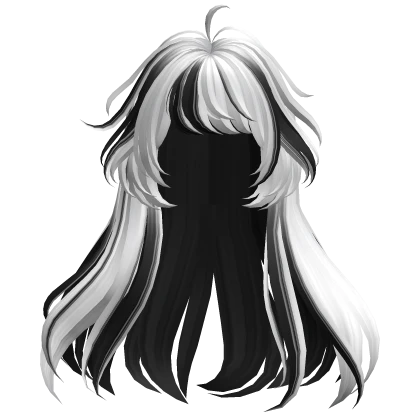 Two-Tone Long Anime Girl Hair (White & Black)