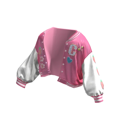✨ Preppy Varsity Pink Jacket Y2K Kpop