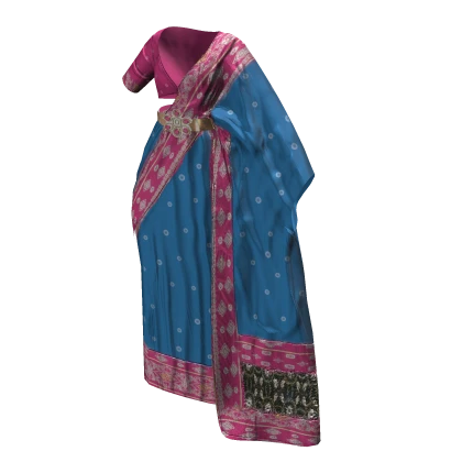 Pink and Blue Saree