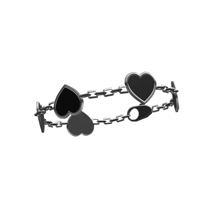 Silver Black Heart Bracelet Left