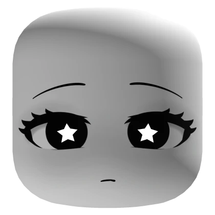 Cute Face w/ Glowing Stars in Black Eyes - White