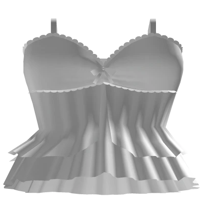 (White) 1.0 Cute Ruffled Dress