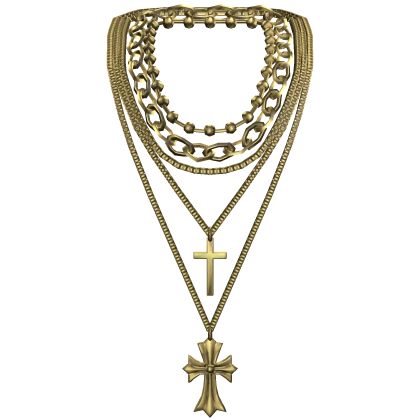 Chrome Cross Gold Chain Layered Necklace 3.0