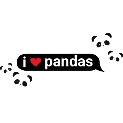 i heart pandas text