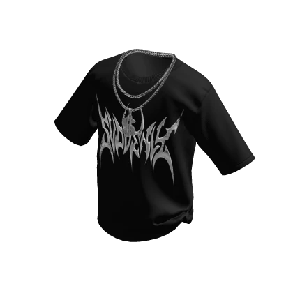 Black SVDDENLY T-Shirt w/ Double Dollar Chain