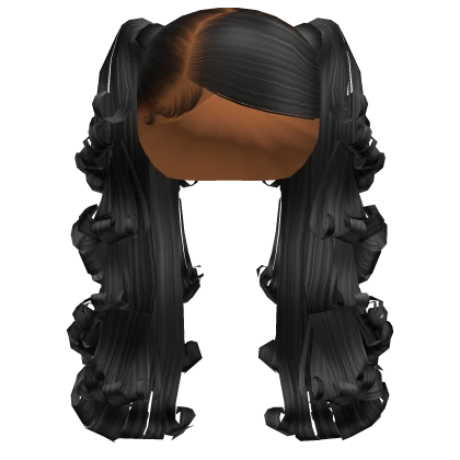 ☆ | Black Pigtails w/ Bumped Ends