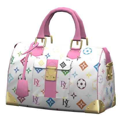 Y2K Big Multicolor Monogram Bag in White & Pink