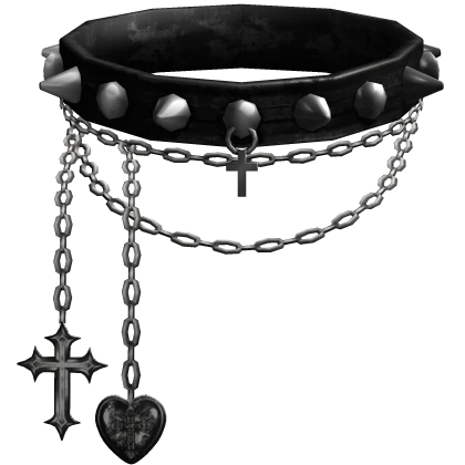 spiked choker w cross necklace 3.0 black silver