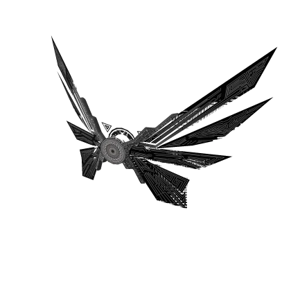 Glitching Black Ancient Circuit Line Mecha Wings