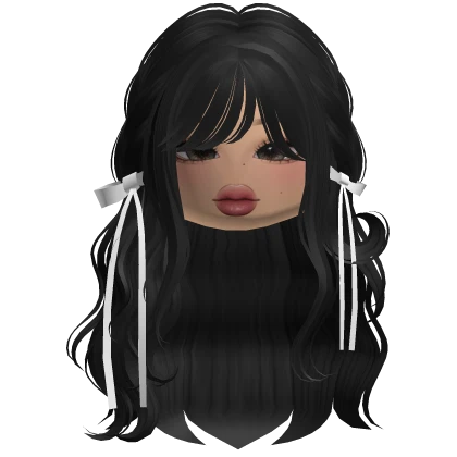 Wispy Black Braided Hair W/ Bows & Popstar Makeup