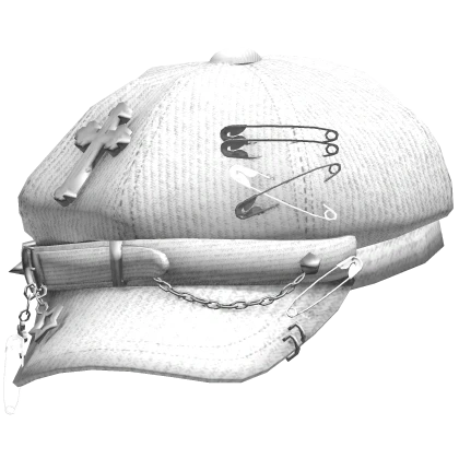 Sideswept Pierced Y2K Punk Cap (White)