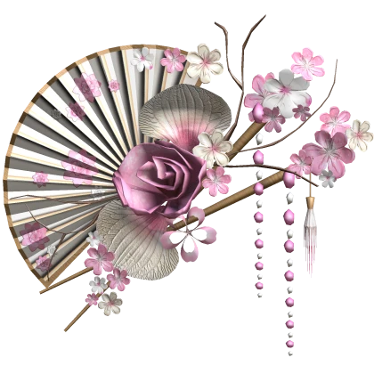 White Pink Floral Traditional Japanese Chinese Fan