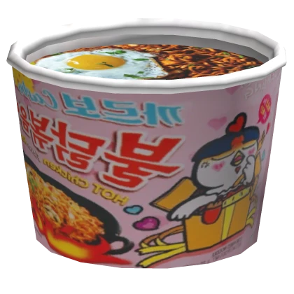 Matching Korean Buldak Pink Spicy Noodles Body