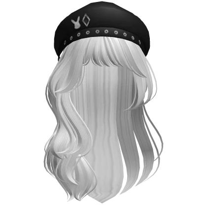 Lush Wavy Hair W/ Beret (White)