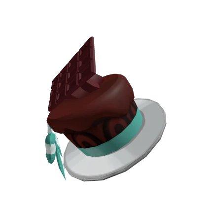 Kawaii Chocolate cream cake hat with mint ribbon