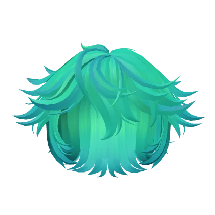 Messy short fluffy anime hair || Cyan teal