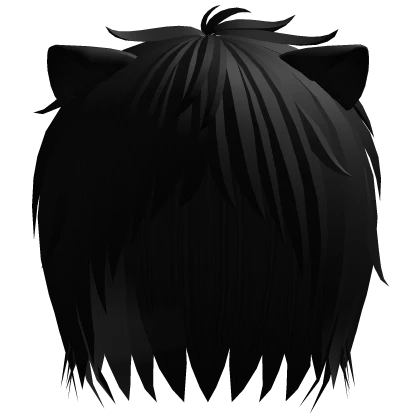 Emo Messy Boy Hair With Cat Ears Black