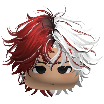 Red&White Messy Middle Part W/ Chibi Boy Face