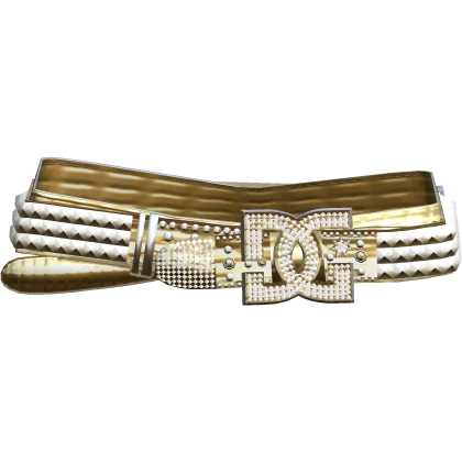 Y2K Studded Gyaru Rhinestone Scene Belt Gold White