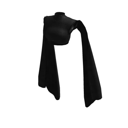 🫧 Black Goth Leather Crop Top with Cape Sleeves