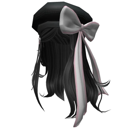 Cute hair w/ Beautiful Beret Bow v2 - Black