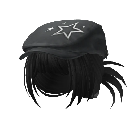 🍀Y2K Beret Spikey Bun (Black)