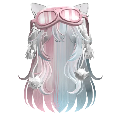 Pink&Blue Anime cat hair w/ kitty goggles