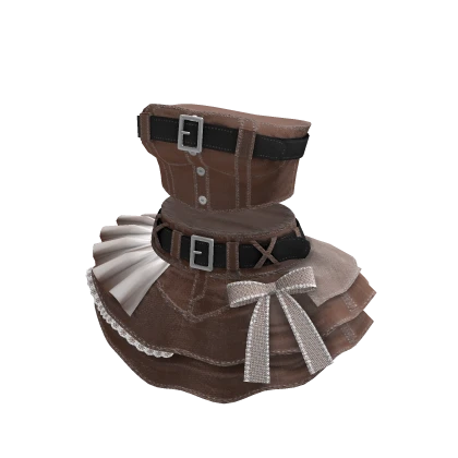 🍀Y2K Denim Top & Skirt Outfit (Moca Brown)