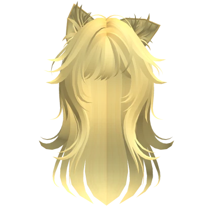 Messy Wolfcut Hair w/ Kitty Ears in Light Yellow