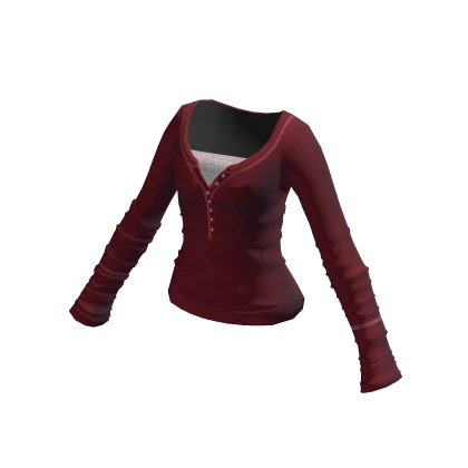 Coquette Cute Button Shirt (Red)